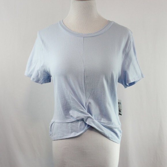 Derek Heart Tops - Derek Heart Crossover Hem Top Short Sleeve Tee Blue Juniors' Size Large Twist